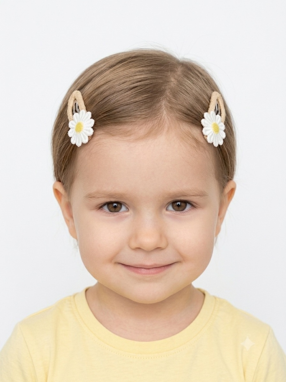Handmade Daisy Hair Clips Set of 2 White Yellow Floral Barrettes